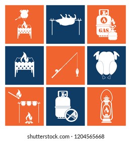 Set of camping equipment icons. Vector illustration