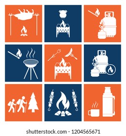 Set of camping equipment icons. Vector illustration