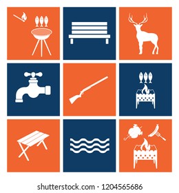 Set of camping equipment icons. Vector illustration