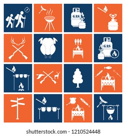 Set of camping equipment icons. Vector illustration
