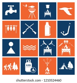 Set of camping equipment icons. Vector illustration