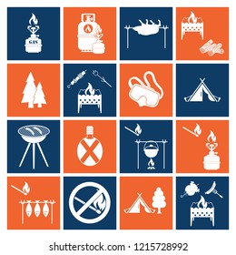 Set of camping equipment icons. Vector illustration