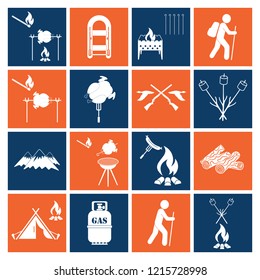 Set of camping equipment icons. Vector illustration