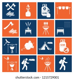 Set of camping equipment icons. Vector illustration