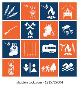 Set of camping equipment icons. Vector illustration