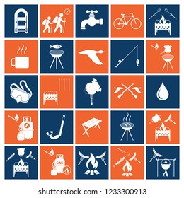 Set of camping equipment icons. Vector illustration