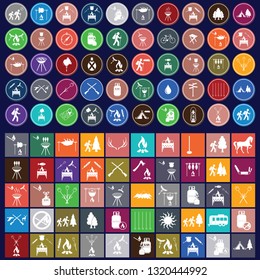 Set of camping equipment icons. Vector illustration