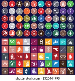 Set of camping equipment icons. Vector illustration