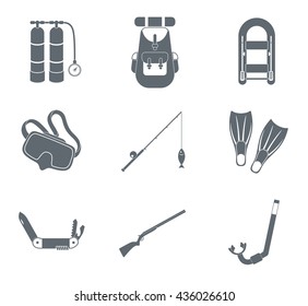 Set of camping equipment icons. Vector illustration