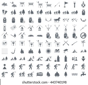 Set of camping equipment icons. Vector illustration