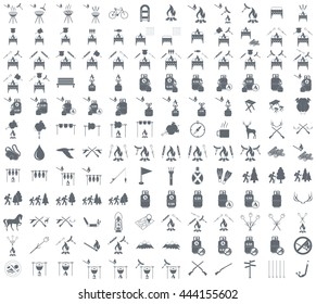 Set of camping equipment icons. Vector illustration