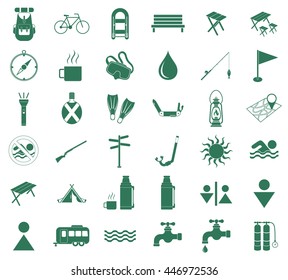 Set of camping equipment icons. Vector illustration