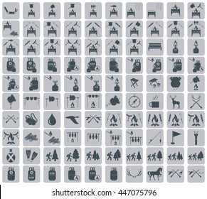 Set of camping equipment icons. Vector illustration
