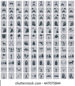 Set of camping equipment icons. Vector illustration