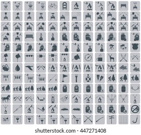 Set of camping equipment icons. Vector illustration