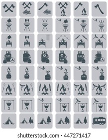 Set of camping equipment icons. Vector illustration