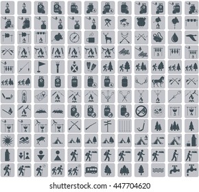 Set of camping equipment icons. Vector illustration