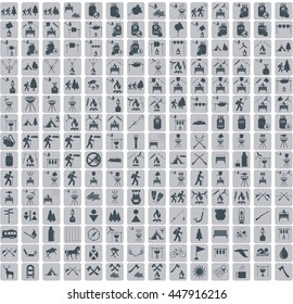 Set of camping equipment icons. Vector illustration