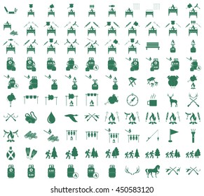 Set of camping equipment icons. Vector illustration