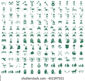 Set of camping equipment icons. Vector illustration