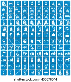 Set of camping equipment icons. Vector illustration