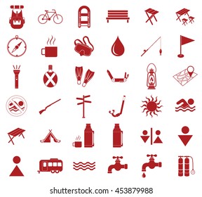 Set of camping equipment icons. Vector illustration
