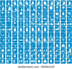 Set of camping equipment icons. Vector illustration