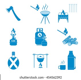 Set of camping equipment icons. Vector illustration