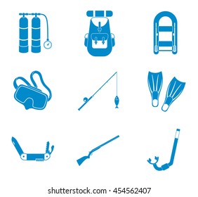 Set of camping equipment icons. Vector illustration