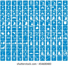 Set of camping equipment icons. Vector illustration