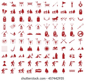 Set of camping equipment icons. Vector illustration