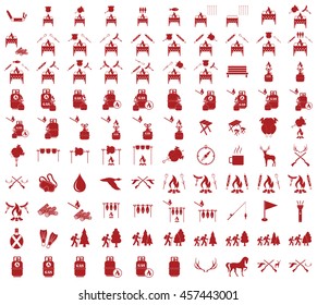 Set of camping equipment icons. Vector illustration
