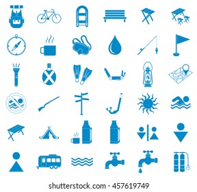 Set of camping equipment icons. Vector illustration