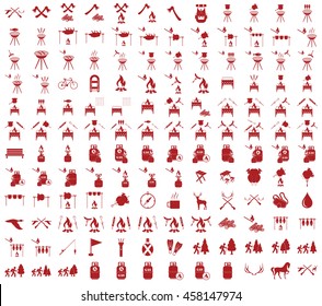 Set of camping equipment icons. Vector illustration