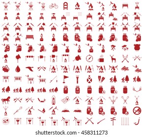 Set of camping equipment icons. Vector illustration