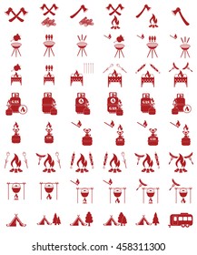 Set of camping equipment icons. Vector illustration