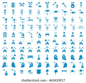 Set of camping equipment icons. Vector illustration