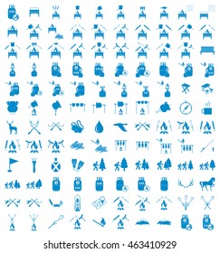Set of camping equipment icons. Vector illustration