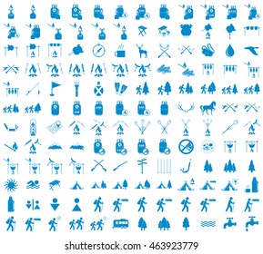 Set of camping equipment icons. Vector illustration