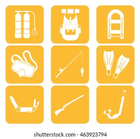 Set of camping equipment icons. Vector illustration