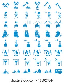 Set of camping equipment icons. Vector illustration
