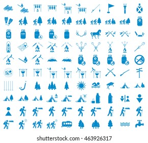 Set of camping equipment icons. Vector illustration