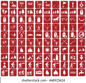Set of camping equipment icons. Vector illustration