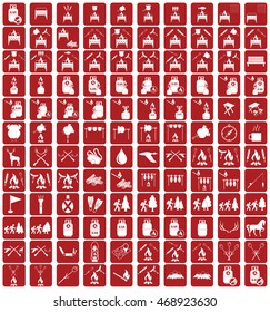 Set of camping equipment icons. Vector illustration