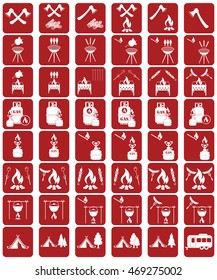 Set of camping equipment icons. Vector illustration