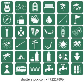 Set of camping equipment icons. Vector illustration