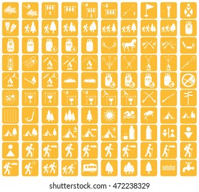 Set of camping equipment icons. Vector illustration