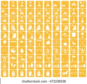 Set of camping equipment icons. Vector illustration