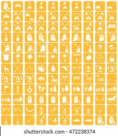 Set of camping equipment icons. Vector illustration