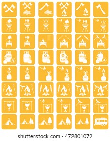Set of camping equipment icons. Vector illustration